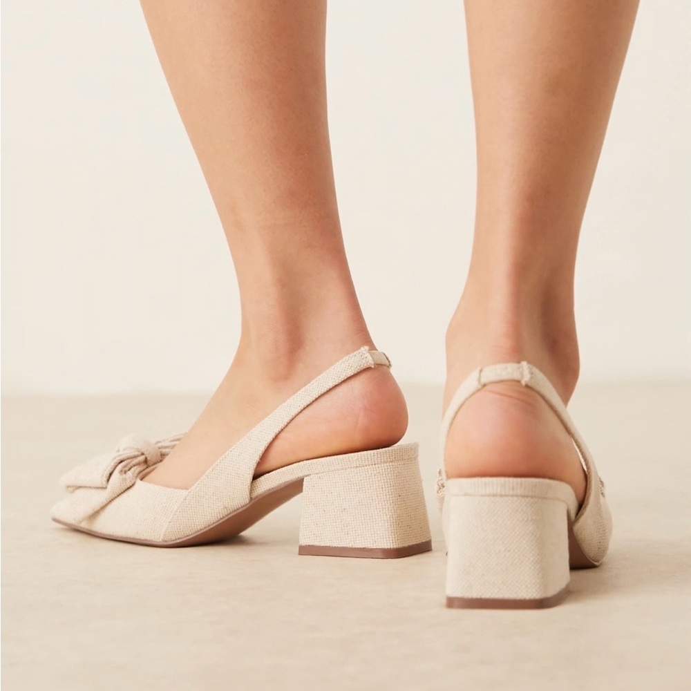ASOS Design Pointed Toe Slingback Denim/Linen Bow Heels Size UK11/EU44/US13 - Picture 17 of 17